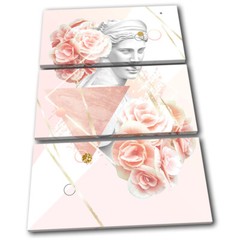 Pink Floral Geometric Fashion TREBLE CANVAS WALL ART Picture Print