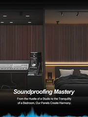 Dark Walnut Wood Panels, 4 Pcs Acoustic Wall Decor, Easy Install 47.2×23.6 Inch