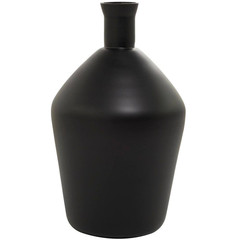 15 In. Black Glass Decorative Vase