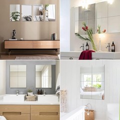 4 Pack Self Adhesive Acrylic Mirror, 8 x 8 Inch Mirror Tiles,Flexible Plastic