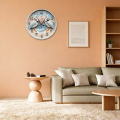 Pelican Ocean Pattern Wooden Silent Wall Clock No Battery Holiday Home Decors