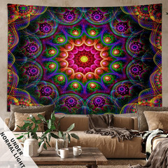 UV Reactive Mandala Tapestry Blacklight Trippy Boho Wall Decor 60×50 Inch