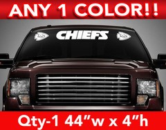 KANSAS CITY CHIEFS w/Logos WINDSHIELD DECAL STICKER 44″w x 4″h ANY 1 COLOR
