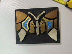 South Western Warrior / Butterfly Plaque Brass Art Wall See Pictures