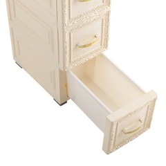 6Tier Bathroom Floor Cabinet, Vertical Storage Unit with Drawers and Casters