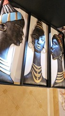 African Tribal Women Metal Wall Art.Wall Decor 28″×11″ Decorative Set of three.