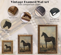 Vintage Gold Framed Horse Wall Art Horse and Dog Canvas Wall Decor Rustic Far…