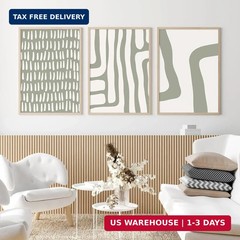 Minimalist Neutral Wall Art Decor Sage Green Boho Canvas Poster Abstract Modern