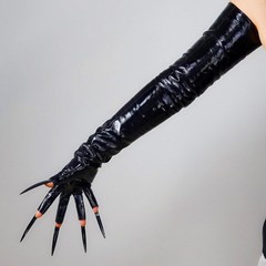 DooWay Women Fingerless Long Gloves 28″ Opera Leather Gloves Upper Arm Length…