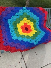 STUNNING 50in (approx) Hexagonal Handmade Great Gift Rainbow Throw Blanket!