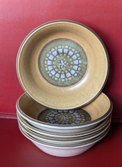 Vintage SET Of 5 Premiere DuraStone YELLOW Mosaic Soup Cereal Bowls Gano Japan