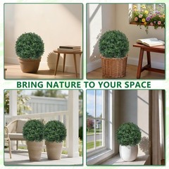 2 Pack Artificial Boxwood Topiary Trees – UV Resistant Faux Evergreen Shrubs for