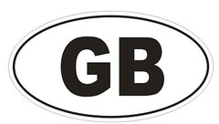 GB Great Britain Oval Bumper Sticker or Helmet Sticker D884 Mini Cooper British