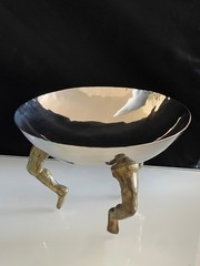 Michael Arams Three Footed Leg Bowl Stainless Steel Bronze Legs