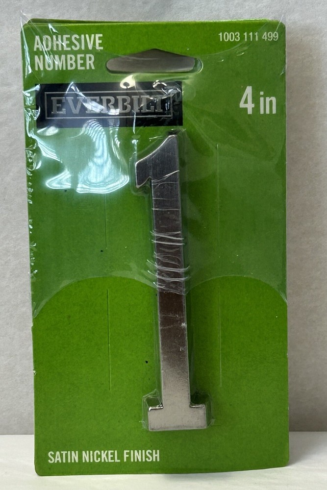 #1 EVERBILT ADHESIVE STEEL NUMBER – Satin Nickel FINISH – 4 INCHES HIGH (R12)