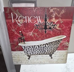 Renew Time Leopard Claw Foot Tub Canvas Print 12 X 12 Bathroom Picture