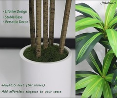 5FT Artificial Dracaena Tree – Fake Plants for Home Decor Indoor,Faux Outdoor…