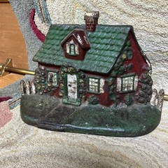 Antique Doorstop Cape Cod Cottage Really Excellent Old Paint 6h X 8w HUBLEY Type