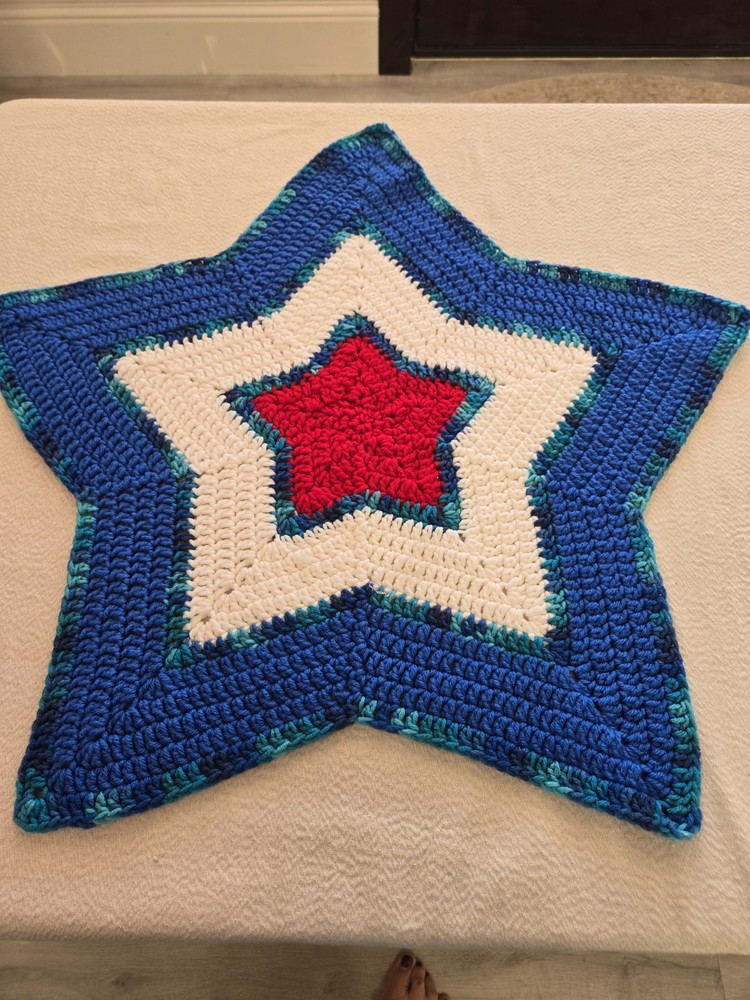 Vintage Star’s And Stripes Decorative Afghan 17in X 27in In Great Condition