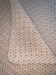 Handmade Crochet Blanket Afghan 78 x 60” Beige Acrylic throw