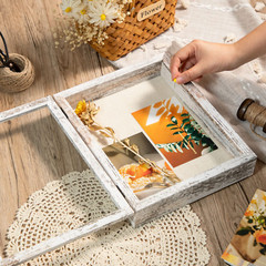 Shadow Box Frame with Linen Back – Sturdy Rustic Memory 8×10 Distressed White