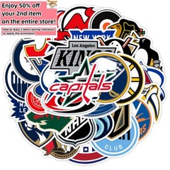 33 Pcs Stickers Hockey All NHL Teams LOGO Fridge Luggage Auto Car Laptop Vinyl