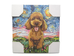 Poodle Apricot Van Gogh Starry Night Stretched Canvas Wall Art Print NEW