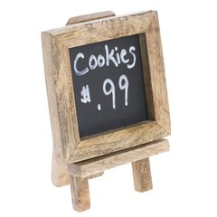 HUBERT® Chalkboard Sign with Easel Natural Mango Wood – 4 1/4″L x 3 1/2″W x 6″H