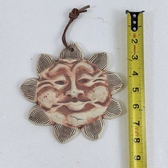 Vintage Terracotta Clay Sun Face Wall Hanging Plaque Celestial Southwestern