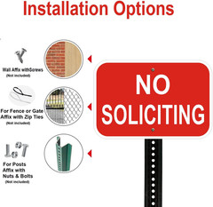 2 Pack No Soliciting Sign, Heavy Duty Aluminum, 12 X 8 Inches, Red and White, fo