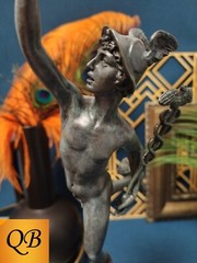 ART DECO BRONZE MERCURY STATUE HERMES SCULPTURE CHATSWORTH HOUSE GREEN FIGURINE
