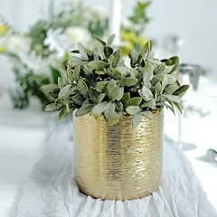 GOLD 2 Round 5″ Metallic Ceramic FLOWER POTS Succulent Planters Party Events