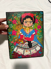 Deep Wood Box Picture Frame 6×8 Frida Kahlo Folk Art Floral