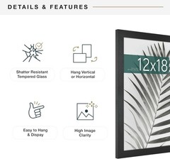 MCS Studio Gallery 12×18 Picture Frame Black Woodgrain Engineered Wood, Rectangl