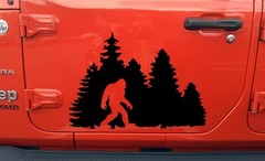 Bigfoot in Trees Vinyl Decal V11 – Sasquatch Forest Line PNW – Die Cut Sticker