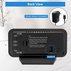 Small Digital Alarm Clock Loud Heavy Sleepers Dimmable Plug In Large Numbers