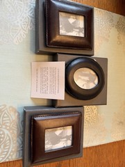 Restoration Hardware Mini Leather Stitched 1.75×2.5 Photo Frames Set of 3