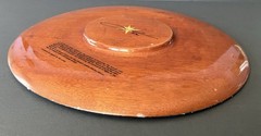 Bibi Leon Hand Crafted Painted Crab Mahogany Wood Charger Plate Tray Signed