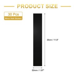 30 Pcs Striped Mirror Stickers, 1.97» x 11.8» Mirror Wall Stickers, Black