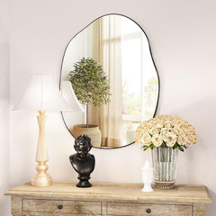 26 In. W X 38 In. H Irregular Modern Frameless MDF Wall Mirror