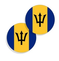 Barbados Flag Stickers Flag Decals Vinyl Indoor Outdoor Stickers Round 4 pack