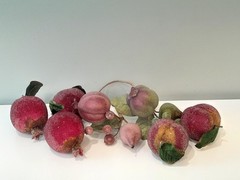 Sugared Beaded Mixed Lot Faux Fruit Pomegranate & Peach + 2 Picks W/ Pear