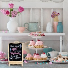 2 Pack Small Framed Tabletop Chalkboard Signs 5 x 8 Inches Double-Sided Chalk…