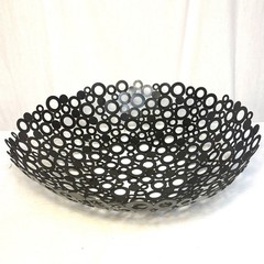 Michael Aram Black Welded Metal Washer Centerpiece Bowl 18 Modern Minimalist
