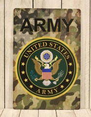 United States Army logo Veteran Tin Metal Sign Poster Camouflage Vintage Look