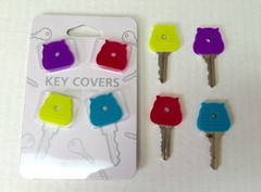 4-Pack Colorful Silicone Owl Key Cover Gift Set Keyring Pink Purple Yellow Blue