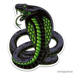 Cobra Green Snake, Vinyl Decal Sticker, Indoor Outdoor, 3 Sizes, #12602