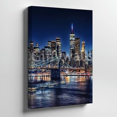 New York City Skyline Night Canvas Wall Art Urban Cityscape Print Home Decor