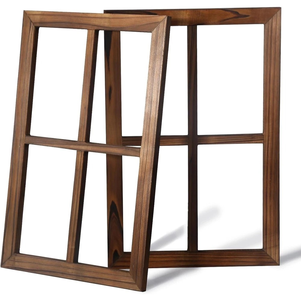 Farmhouse Wall Decor – Home Decor Window Barnwood Frame Brown