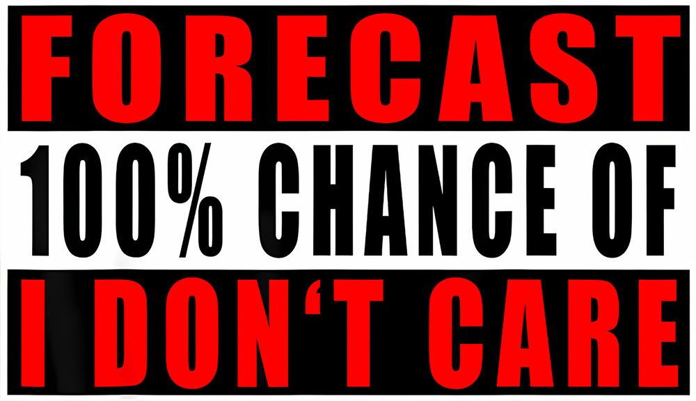 Funny Sticker Forecast 100% Chance of I Don’t Care Decal Hard Hat Toolbox Laptop